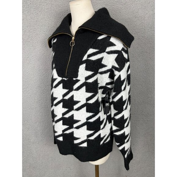 I.n.c. International Concepts Women's Houndstooth Quarter-Zip Sweater Small NWTs - Picture 4 of 8